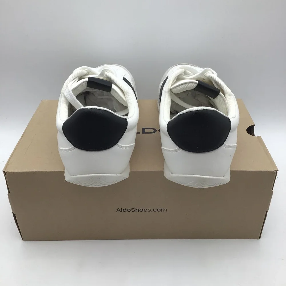 Aldo Nathaniell-100 Mens Sneakers White Black Low‎ Top Trainers Size 13 NEW